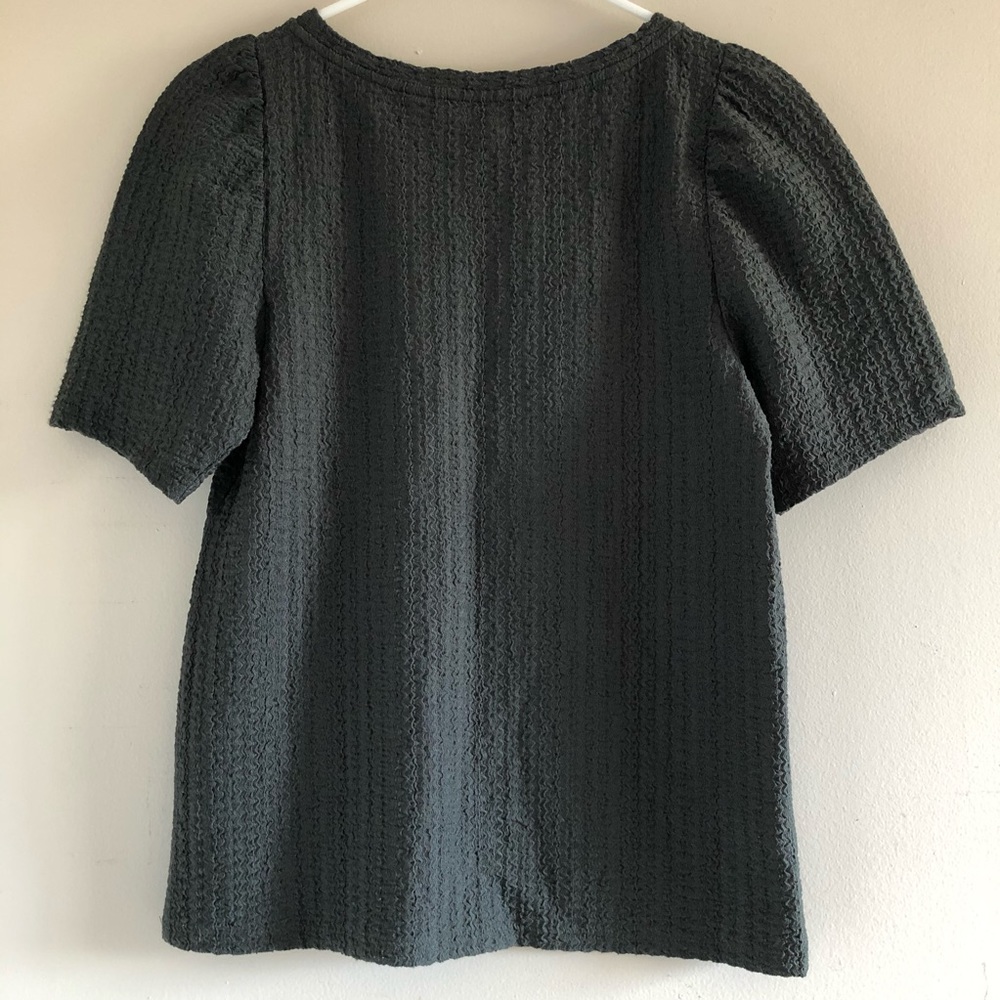 NWOT LOFT Textured Boatneck Puff Sleeve Blouse - Picture 2 of 4